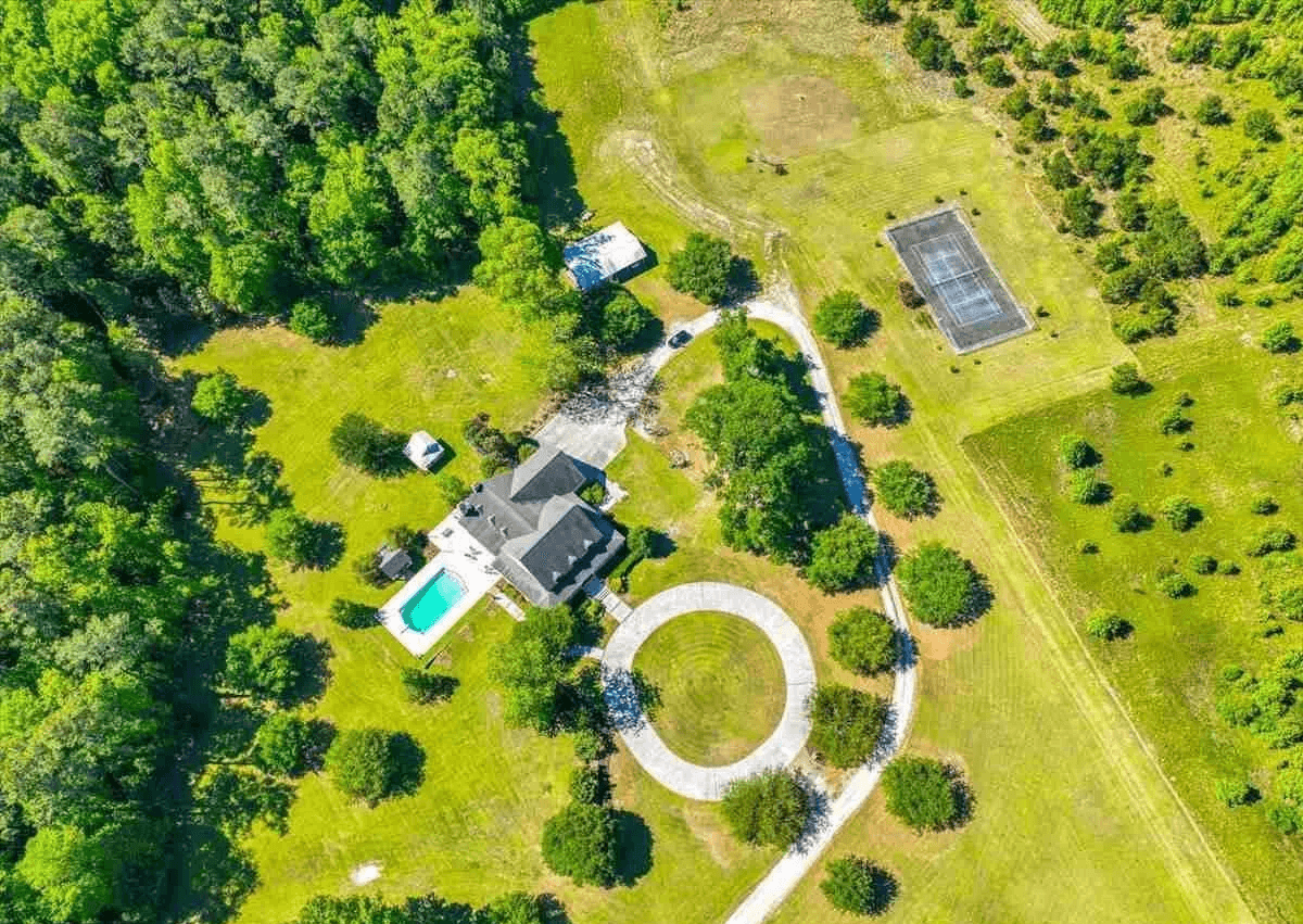 Aerial view of Lotus Recovery's 52-acre estate in Florence, SC